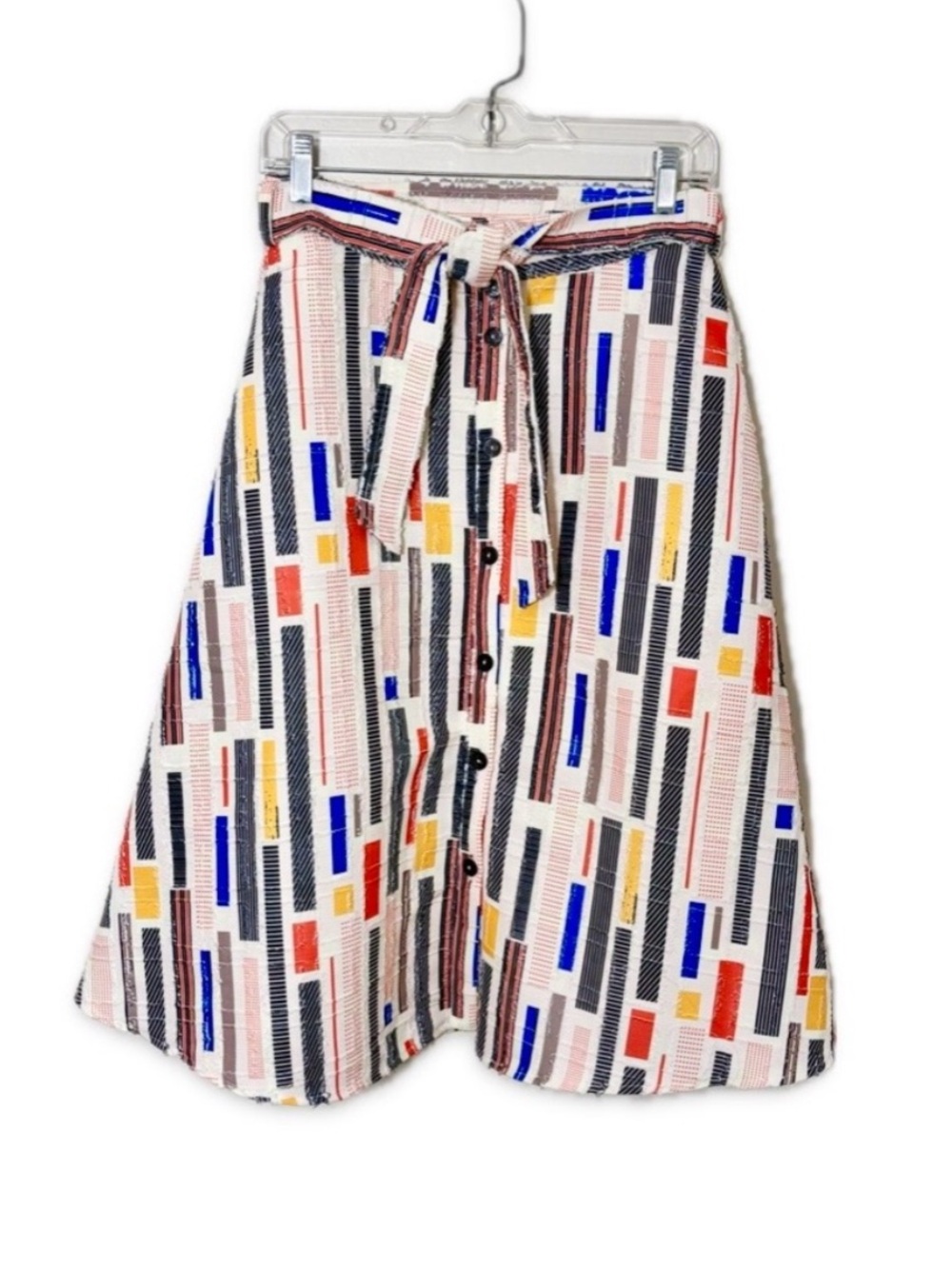 Anthropologie Hutch Willem A-Line Full Skirt Size 6 Retro Patchwork Midi Cream